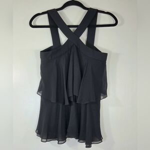 A.L.C MIRO SILK MINIMALIST RUFFLE HALTER TOP.